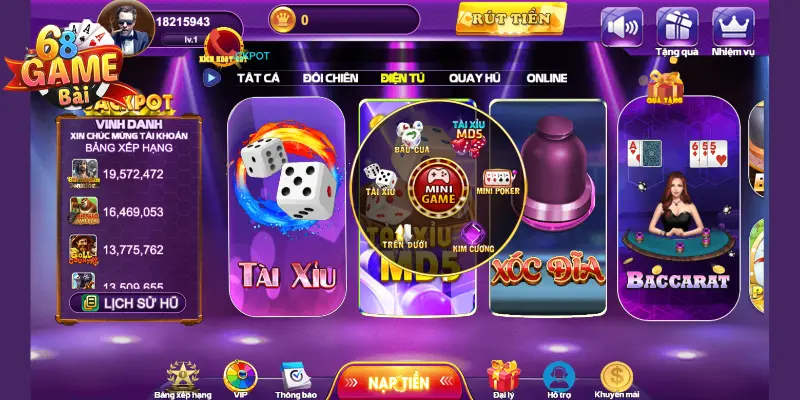 Minigame tại 68 game bài cực chất